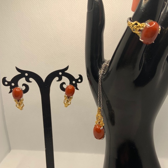 Jewelry - BURMESE RED JADE, GARNET JEWELRY SET